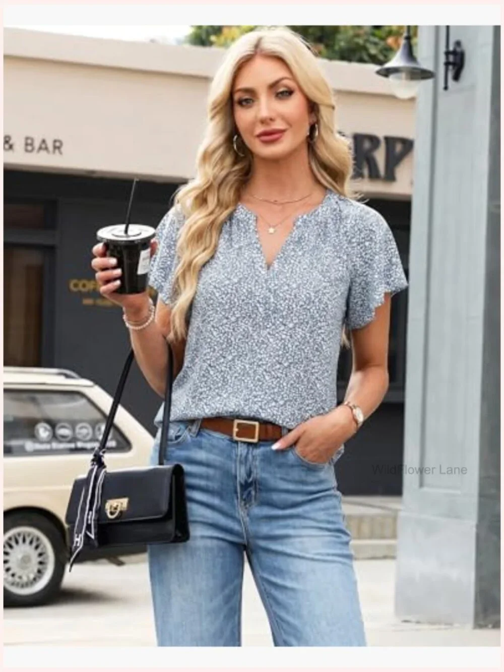 Short Sleeve Chiffon Blouse Business Casual Shirt Summer Top